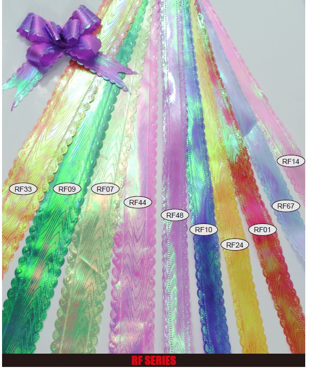 RF rainbow film pressure lace wavy ribbon